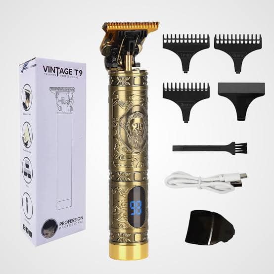 Professional Vintage T9 Electric Hair Trimmer with Metal Body