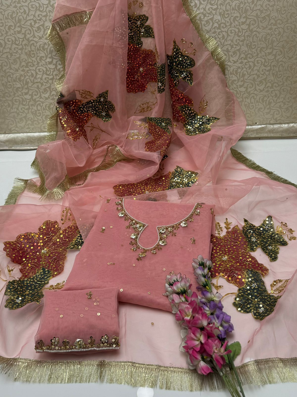 🔥 #FANCY #COLLECTION 🔥

Beautiful Handwork Adda Work With Zaari Sequence Embroidery 🧵 Organza Shirt Along With HandPaint 🎨 Heavy Fancy Organza Duppata 2pc